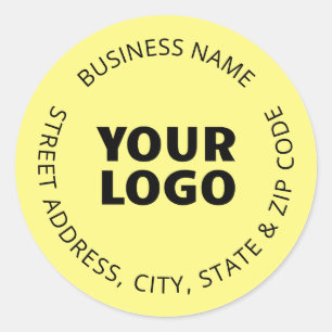 Your Logo & Editable Text   Light Yellow  Classic Round Sticker