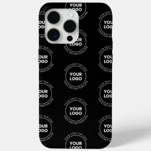 Your Logo & Editable Text   Repeating Pattern  iPhone 15 Pro Max Case