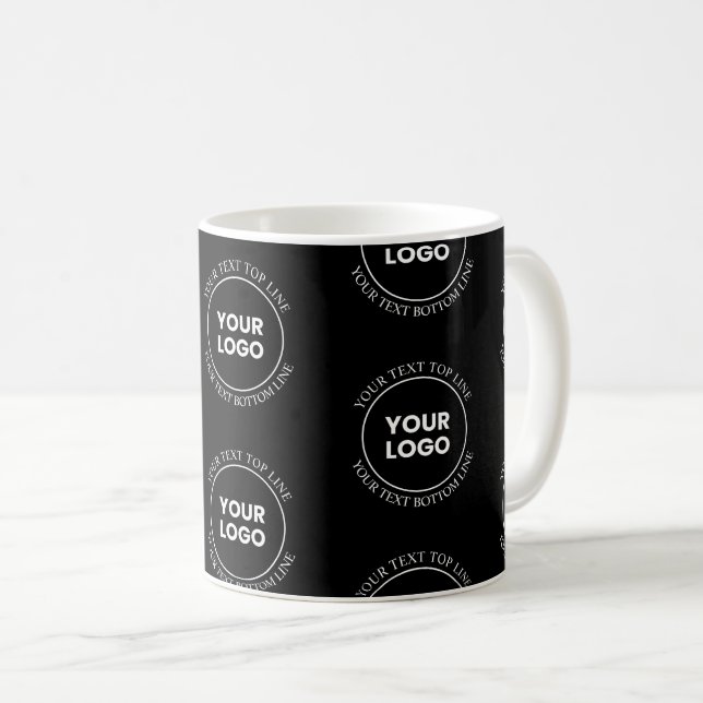 Your Logo & Editable Text | Repeating Pattern  Coffee Mug (Front Right)