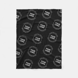 Your Logo & Editable Text   Repeating Pattern  Fleece Blanket