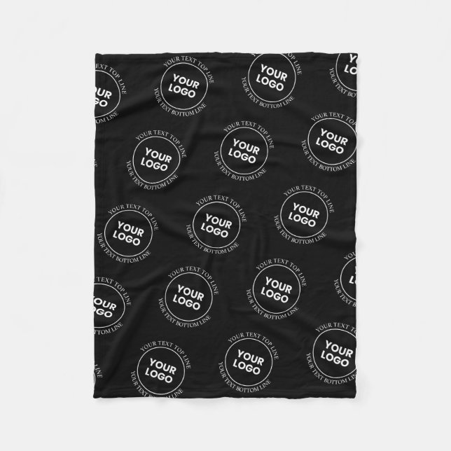 Your Logo & Editable Text | Repeating Pattern  Fleece Blanket (Front)