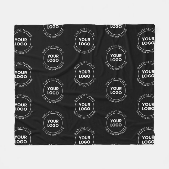 Your Logo & Editable Text | Repeating Pattern  Fleece Blanket (Front (Horizontal))