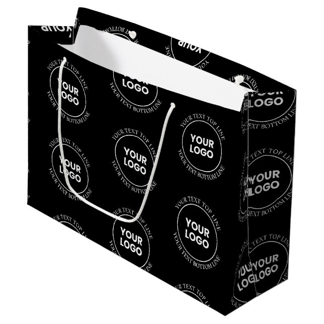 Your Logo & Editable Text | Repeating Pattern  Large Gift Bag (Front Angled)