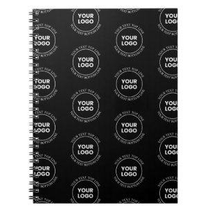 Your Logo & Editable Text   Repeating Pattern  Notebook