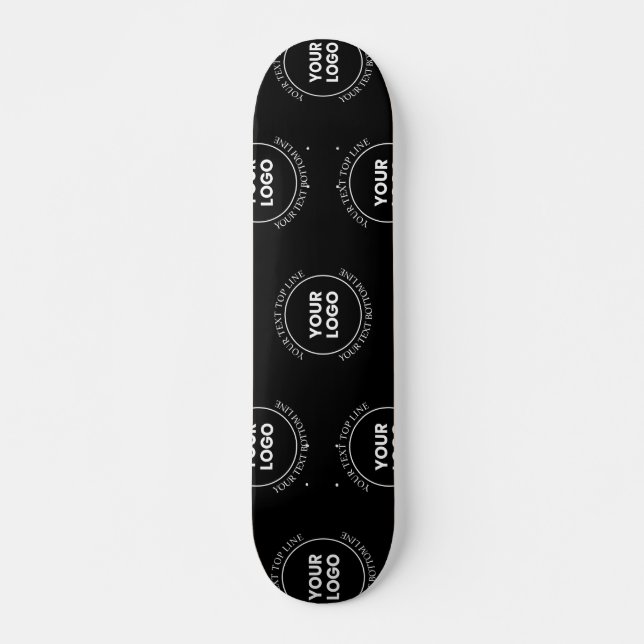 Your Logo & Editable Text | Repeating Pattern  Skateboard (Front)