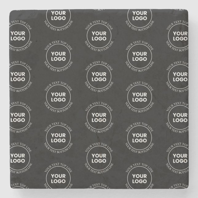 Your Logo & Editable Text | Repeating Pattern  Stone Coaster (Front)