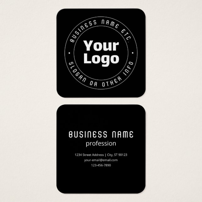 Your Logo & Editable Text Template | Black & White (Front & Back)
