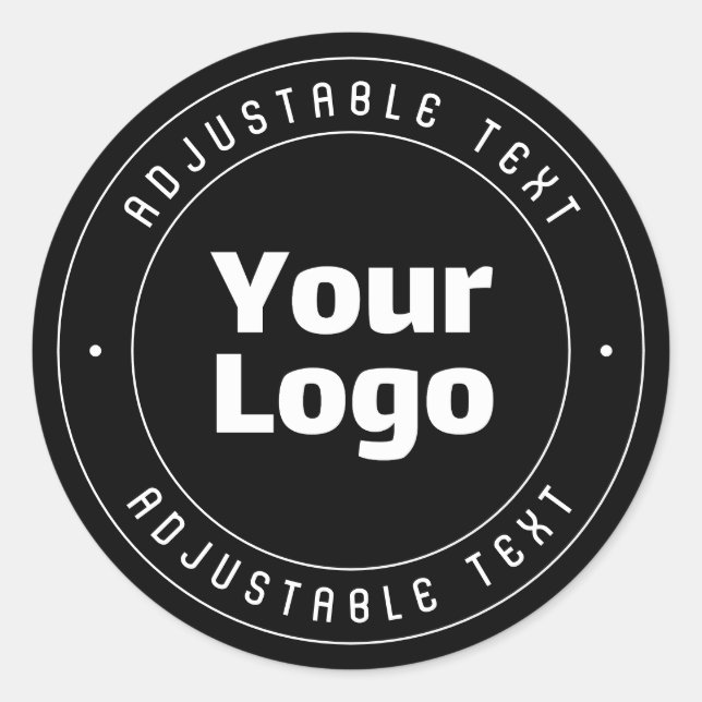 Your Logo & Editable Text Template | Black & White Classic Round Sticker (Front)