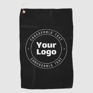 Your Logo & Editable Text Template   Black & White Golf Towel