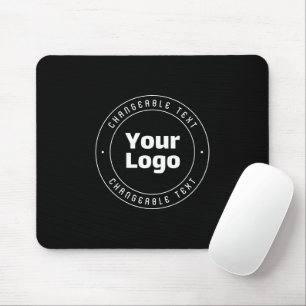 Your Logo & Editable Text Template   Black & White Mouse Pad