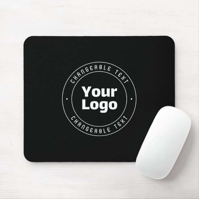 Your Logo & Editable Text Template | Black & White Mouse Pad (With Mouse)