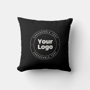 Your Logo & Editable Text Template Black & White Throw Pillow