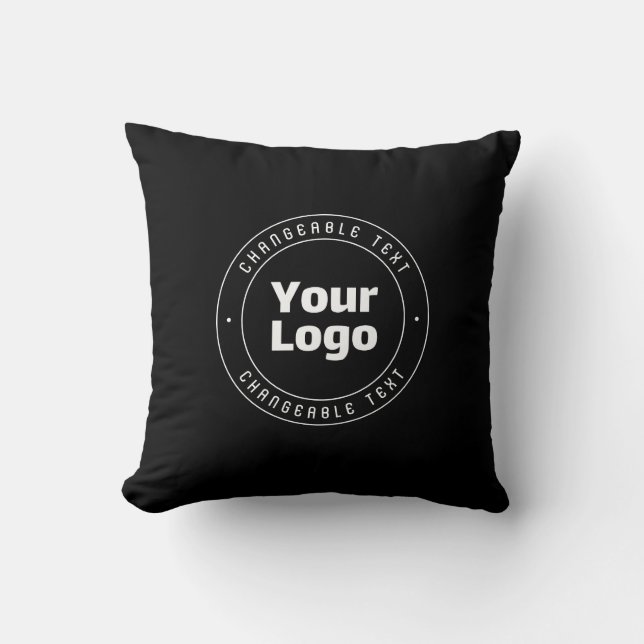 Your Logo & Editable Text Template | Black & White Throw Pillow (Front)