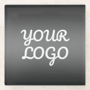 Your Logo & Elegant Modern Blush Pink Ombre Glass Coaster