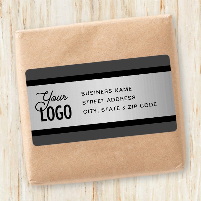 YOUR LOGO Faux Silver Black & Grey Return Address (Creator Uploaded)