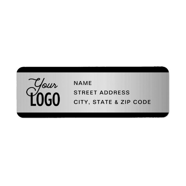 YOUR LOGO Faux Silver & Black Return Address (Front)