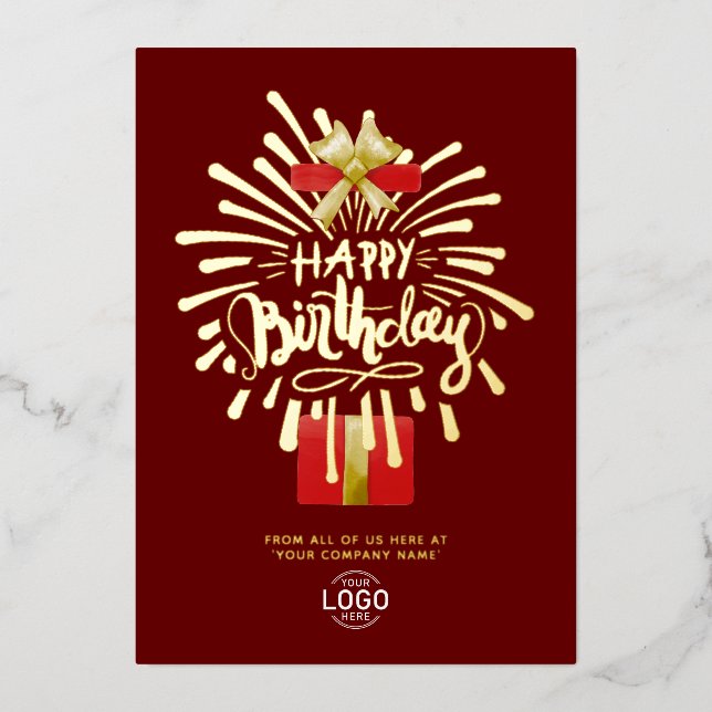 Your Logo Gift Fireworks Burgundy Group Birthday (Front)