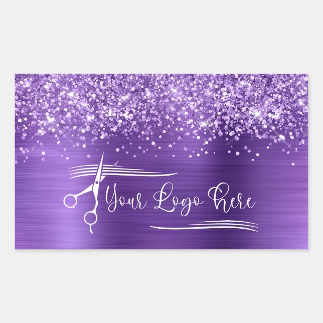 Your Logo Glittery Amethyst Glam Sticker (Front)