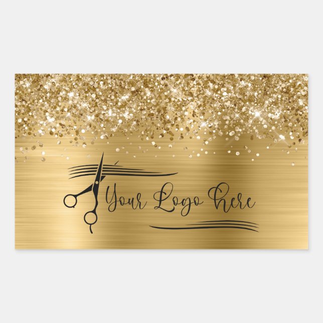 Your Logo Glittery Gold Glam Sticker (Front)