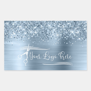 Your Logo Glittery Light Blue Glam Sticker