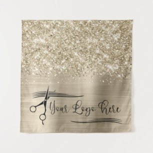 Your Logo Glittery Pale Gold Glam Tapestry