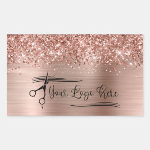 Your Logo Glittery Rose Gold Glam Sticker