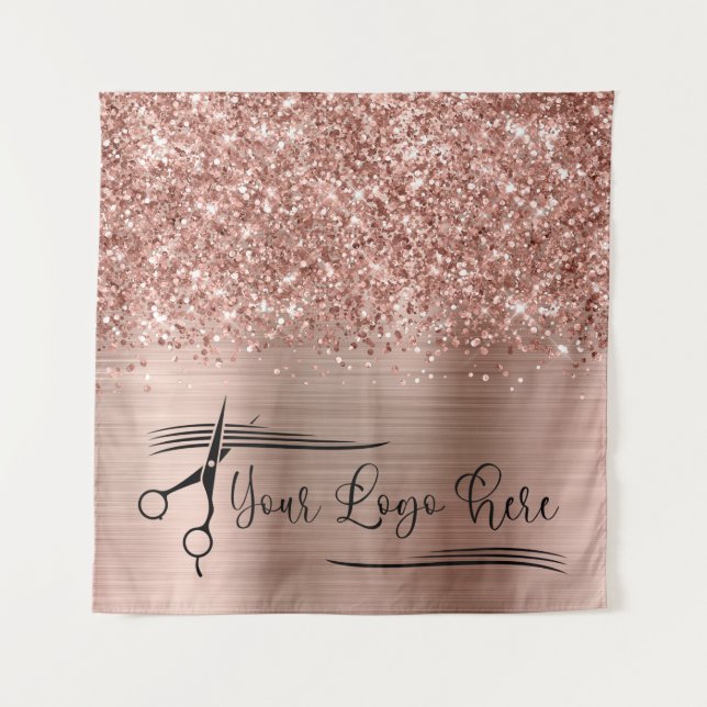 Your Logo Glittery Rose Gold Glam Tapestry (Front)