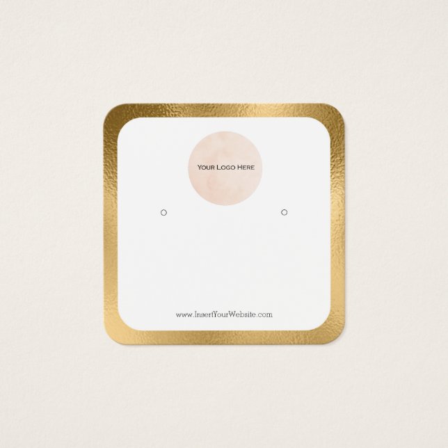 Your Logo Gold Border Filled Earring Display Card (Front)