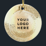 Your Logo Gold Glitter Drips Trendy Christmas Ball Ceramic Ornament<br><div class="desc">Your Business Logo Gold Glitter Drips Trendy Christmas Ball Custom Ceramic Ornament . A luxury holiday decoration for any kind of business.
Custom Your Photo Christmas Tree Decor gift Ceramic Ornament in gold trendy shining tones</div>