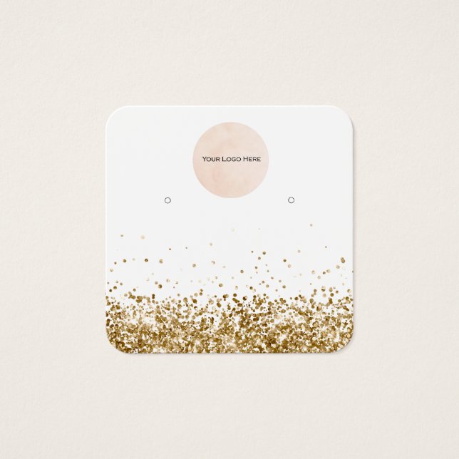 Your Logo Gold Glitter Earring Display Card (Front)