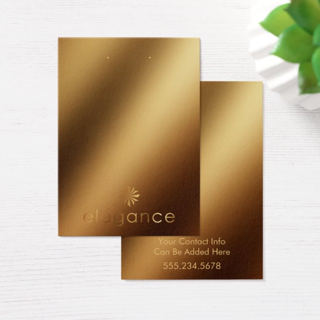 Your Logo Gold on Gold Earring Holder Display Card (Desk)