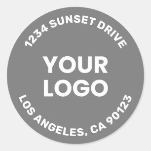 Your Logo   Grey Background & White Text Classic Round Sticker