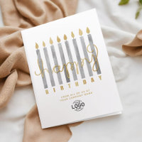 Your Logo Grey Candles Business Happy Birthday