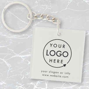 Your Logo Grey Silver Business Corporate Modern Keychain