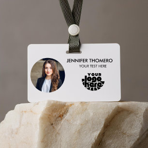 Your Logo Here Company Business QR Code Photo Name Badge