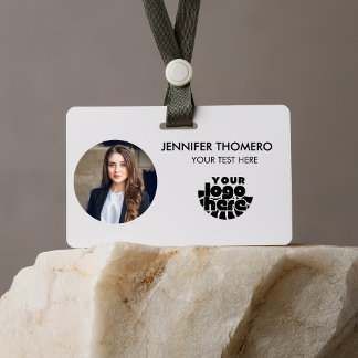 Your Logo Here Company Business QR Code Photo Name Badge