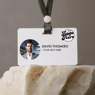 Your Logo Here Company Business QR Code Photo Name Badge