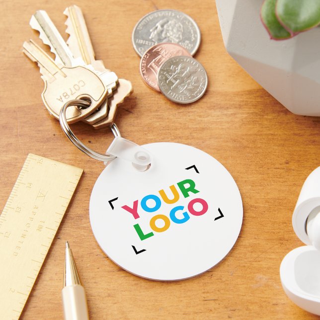 Your Logo Here Custom Company White Keychain (Creator Uploaded)
