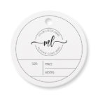 Your Logo Here Elegant Monogram Clothing Hang Tag