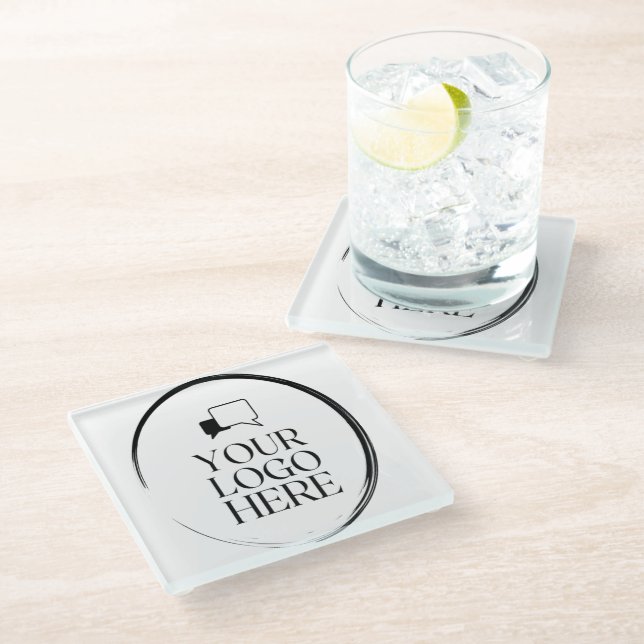 Your Logo Here Glass Coaster (Angled)