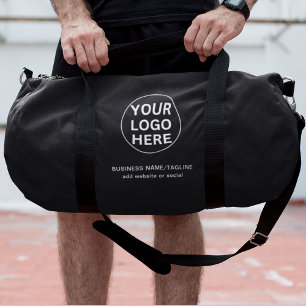 Your Logo Here l Black & White Promotional Duffle Bag