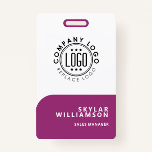 Your Logo Here Minimal Purple & White Identity Badge