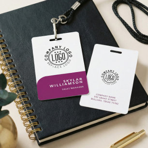 Your Logo Here Minimal Purple & White Identity Badge