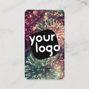 Your Logo Here Modern Custom QR Code Fireworks Business Card
