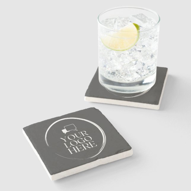 Your Logo Here Modern Stone Coaster (Side)