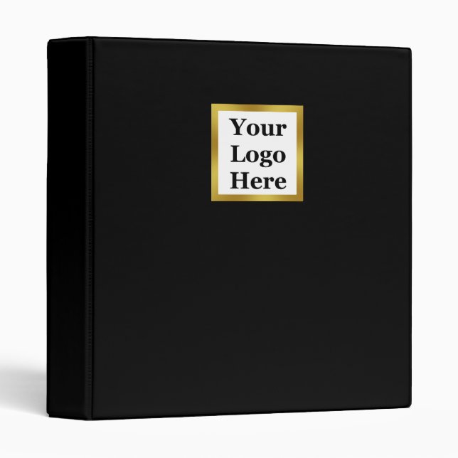 Your Logo Here on Elegant Black and Faux Gold Binder (Front/Spine)