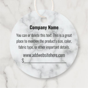 Your Logo Here on Faux White Marble Price Tags