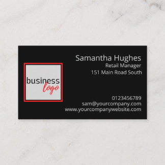 YOUR LOGO HERE PROFESSIONAL COMPANY BRANDED BLACK BUSINESS CARD