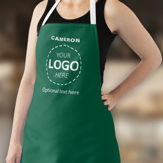 Your Logo Here - Simple Custom Green Business  Apron (Creator Uploaded)