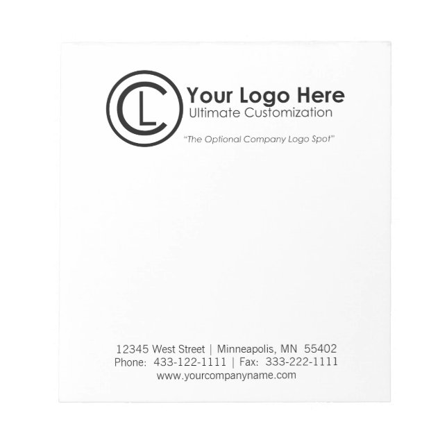 Your Logo Here Simple & Custom Promotional Notepad (Front)